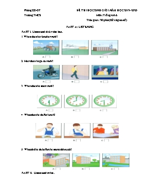 Đề thi học sinh giỏi môn Tiếng Anh Lớp 6 - Năm học 2019-2020